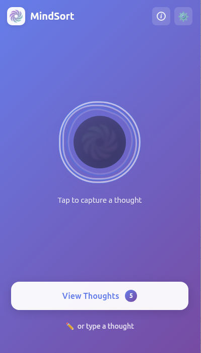 MindSort app launch screen